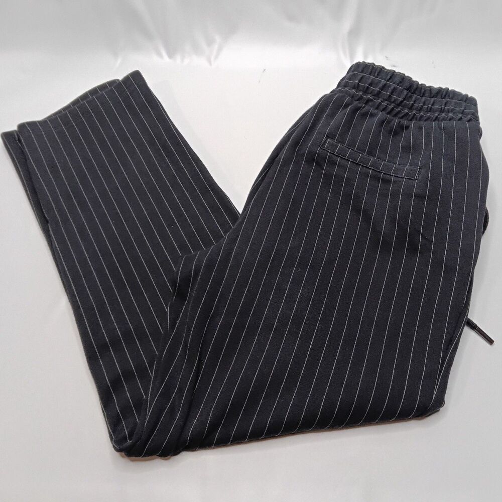 A New Day Knit Pants Cropped Women’s Size XS Black Pinstripe Elastic Waist